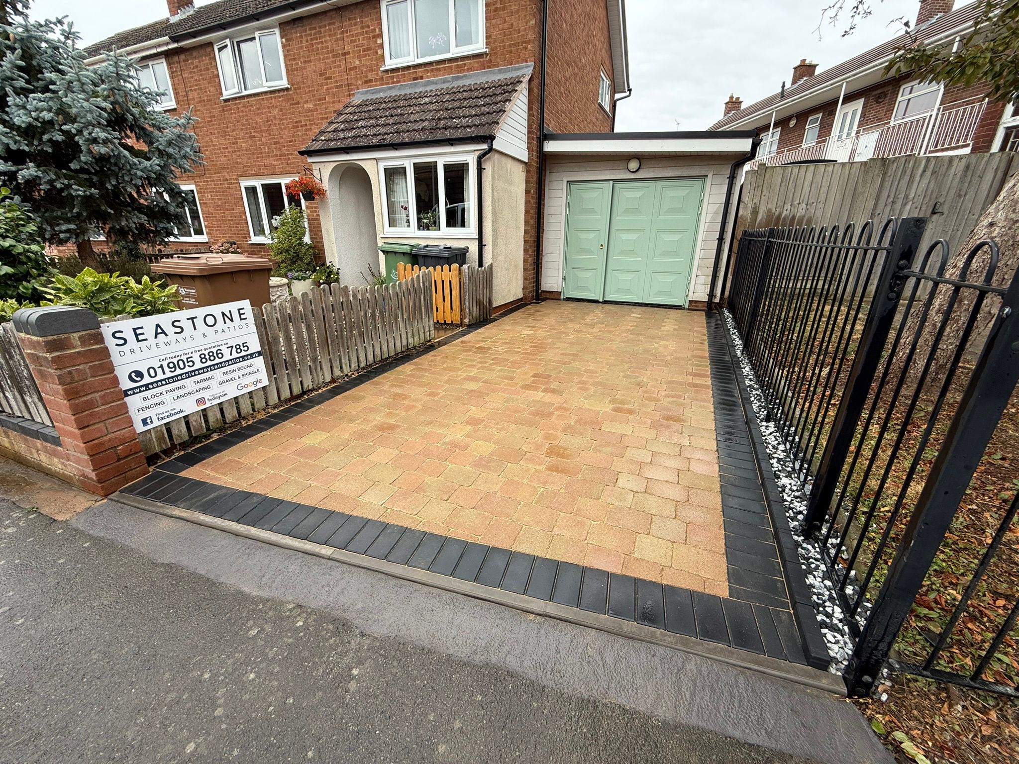 Driveway surface finish and cleaned frontage detail