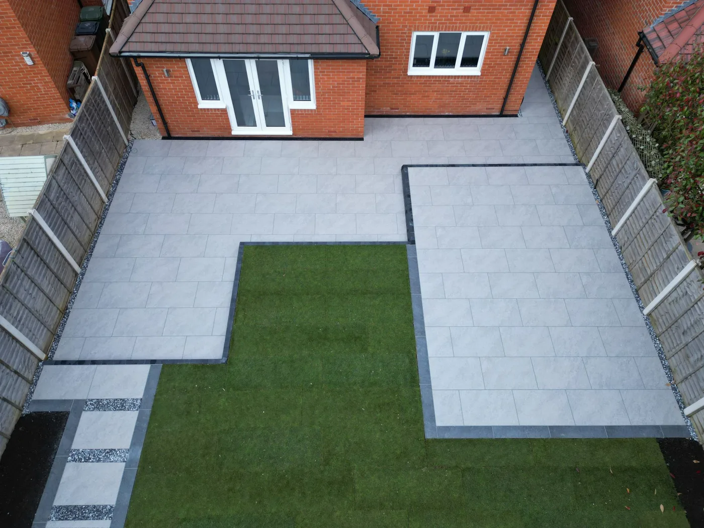 Porcelain patio installed by Seastone