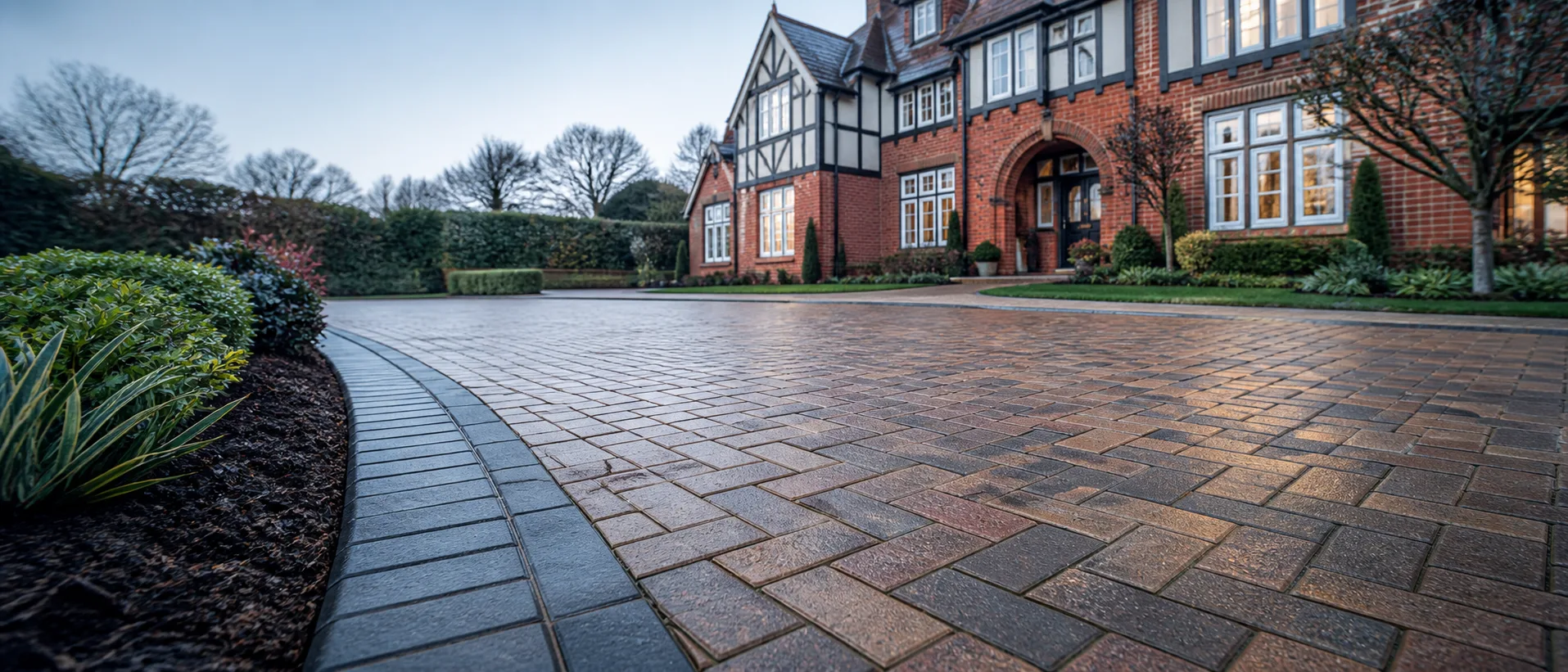 Block paved driveway with dark border detail in Worcester